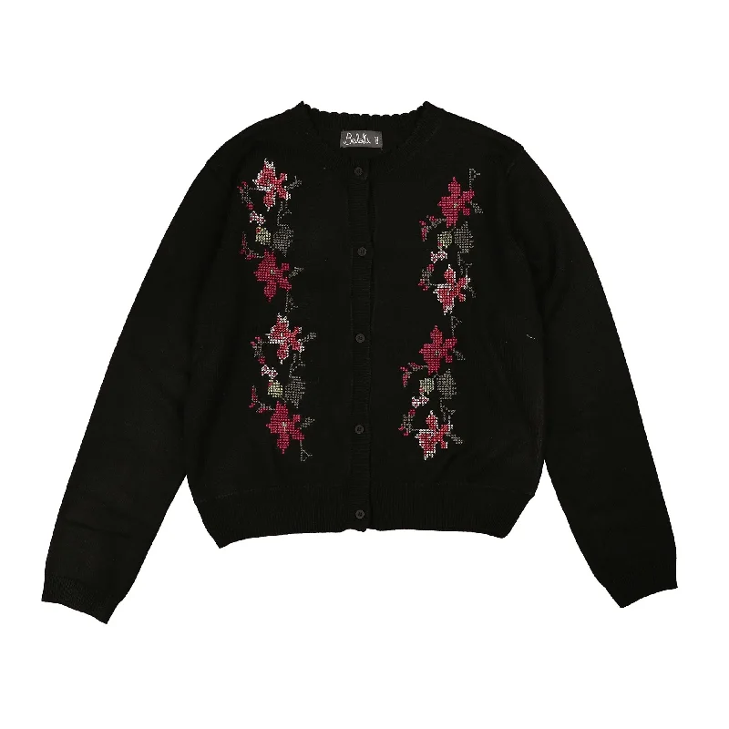 cardigan warm pattern -Belati Black Cross Stitch Embroidered Cardigan ( BKN362 )