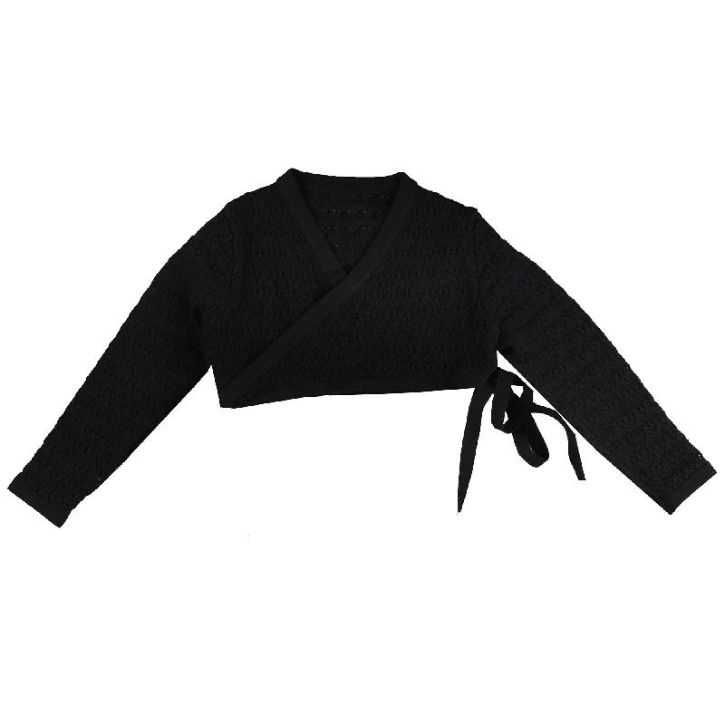 cardigan warm blend -Belati Black Wrap Knit Cropped Cardigan (BKN375)