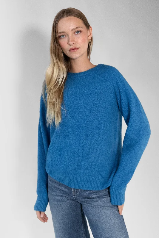 cardigan vibrant fit -BLUE CREWNECK SWEATER