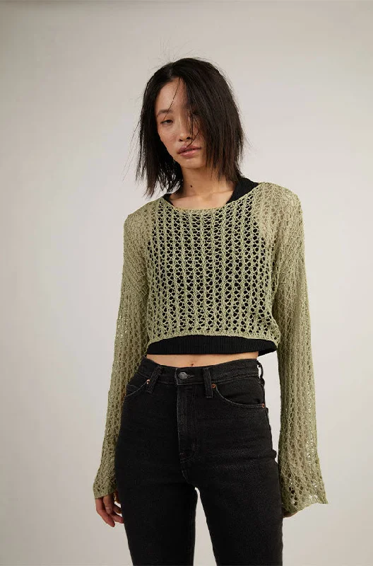 cardigan modern black -CROPPED CROCHET SWEATER