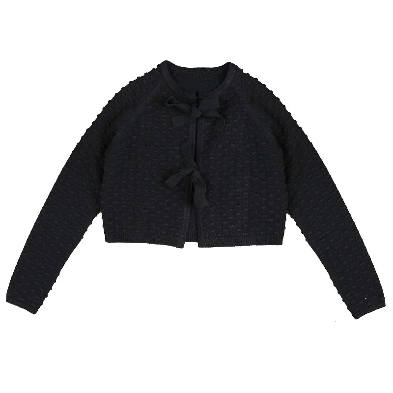 cardigan elegant cotton -Hev Navy Bow Tie Cardigan (HKN540)