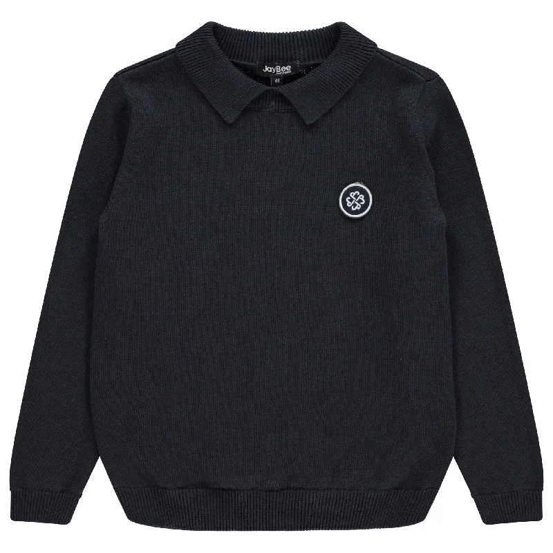 cardigan casual purple -Jaybee Navy Tetured Knit Polo