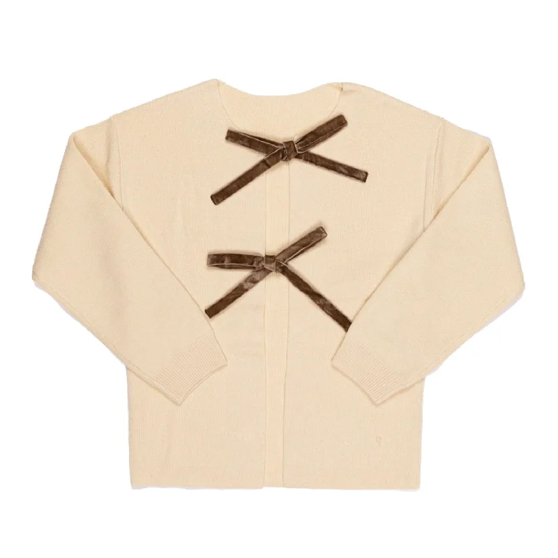 cardigan neutral pink -Klai Natural Bow Cardigan