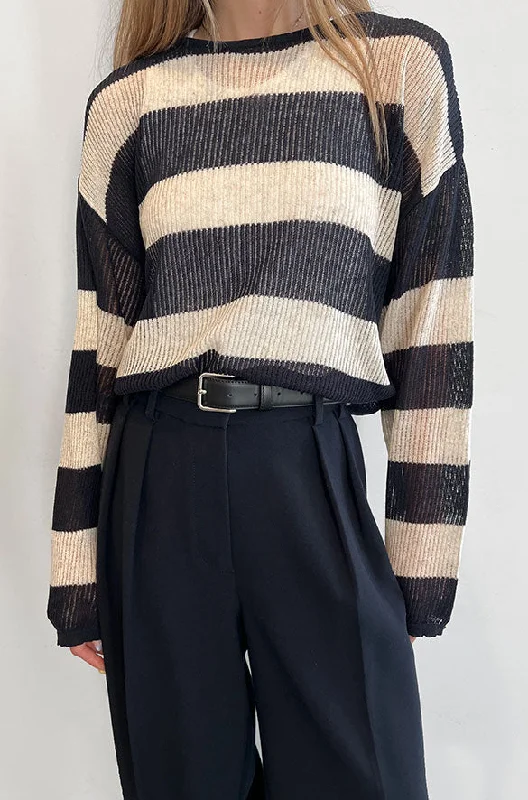 cardigan soft grey -LIGHT SWEATER WITH STRIPES