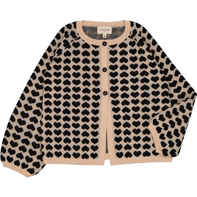 cardigan bold pattern -Louis Louise Black/Beige Cardigan Gulsah Knitted Wool Blend Heart