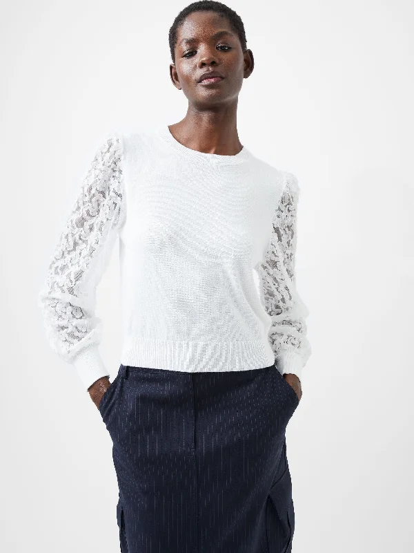 cardigan casual layers -Luvy Embroidered Mesh Sleeve Jumper