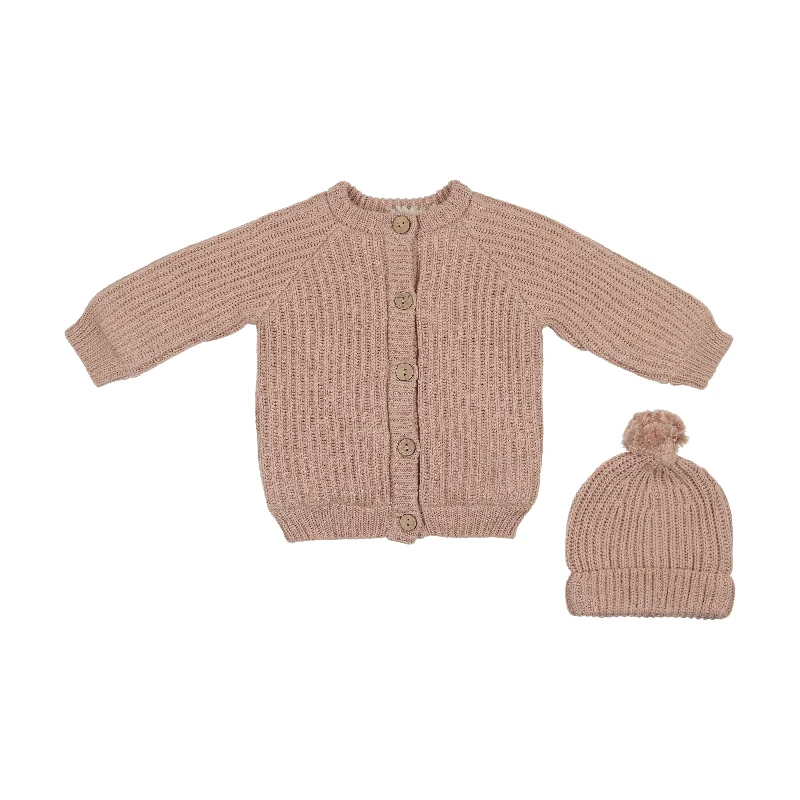 cardigan neutral olive -Mema Knits Dusty Pink Knit Jacket