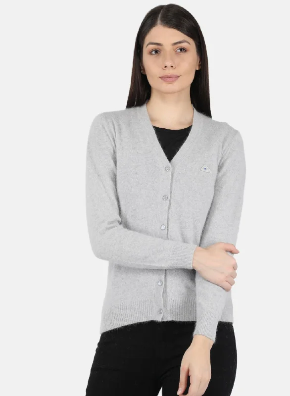 cardigan stylish fit -Women Grey Solid Cardigan