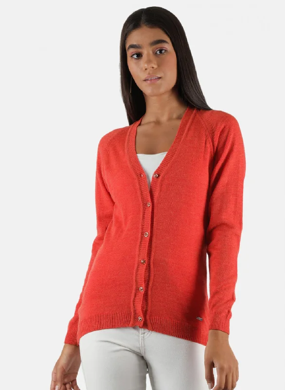 cardigan soft grey -Women Orange Solid Cardigan