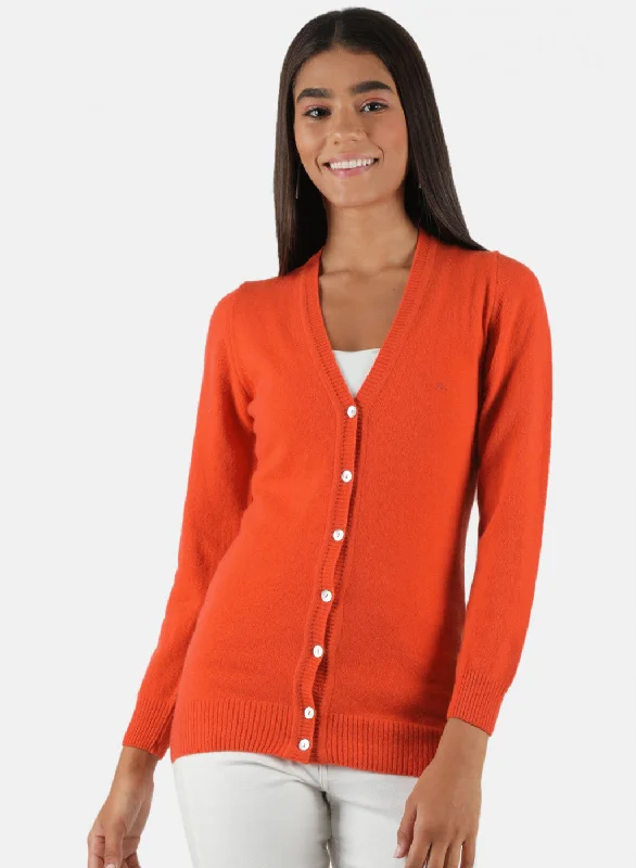 cardigan vibrant black -Women Orange Solid Cardigan