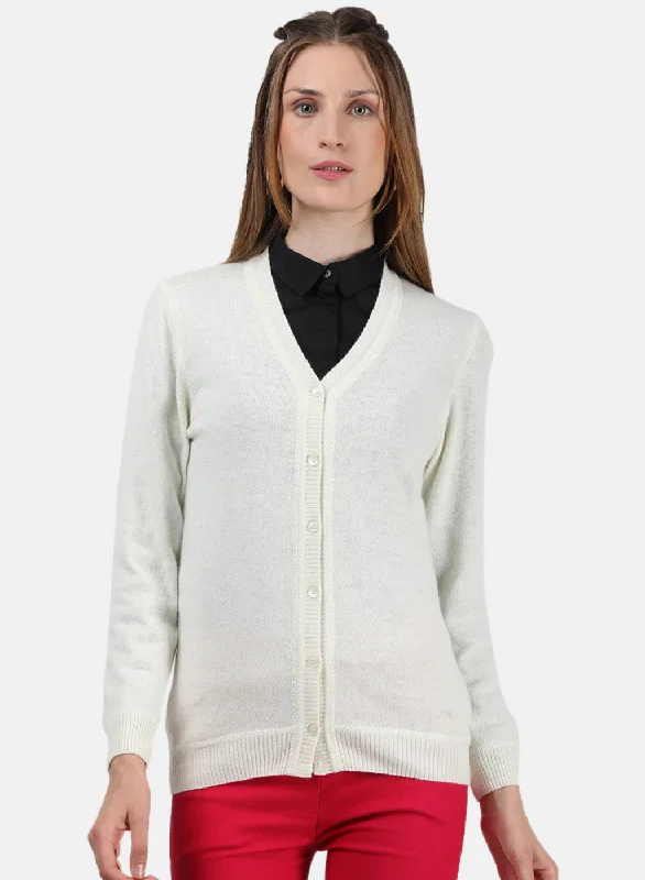 cardigan bold red -Women White Solid Cardigan