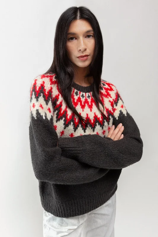 cardigan comfy cotton -NORDIC PATTERN SWEATER