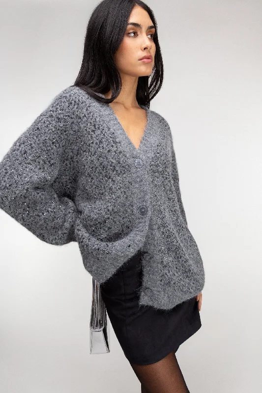 cardigan warm wool -SPARKLY OVERSIZED CARDIGAN