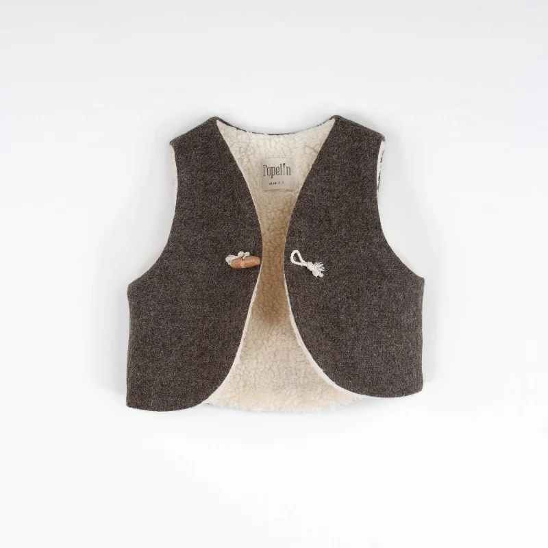 cardigan cozy mustard -Popelin Brown Woollen Mini Waistcoat (Mod 41.1)