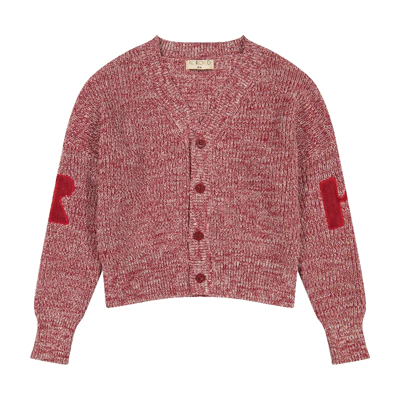 cardigan comfy fabric -Retrokid Raspberry/Cream Nora Knit Cardigan