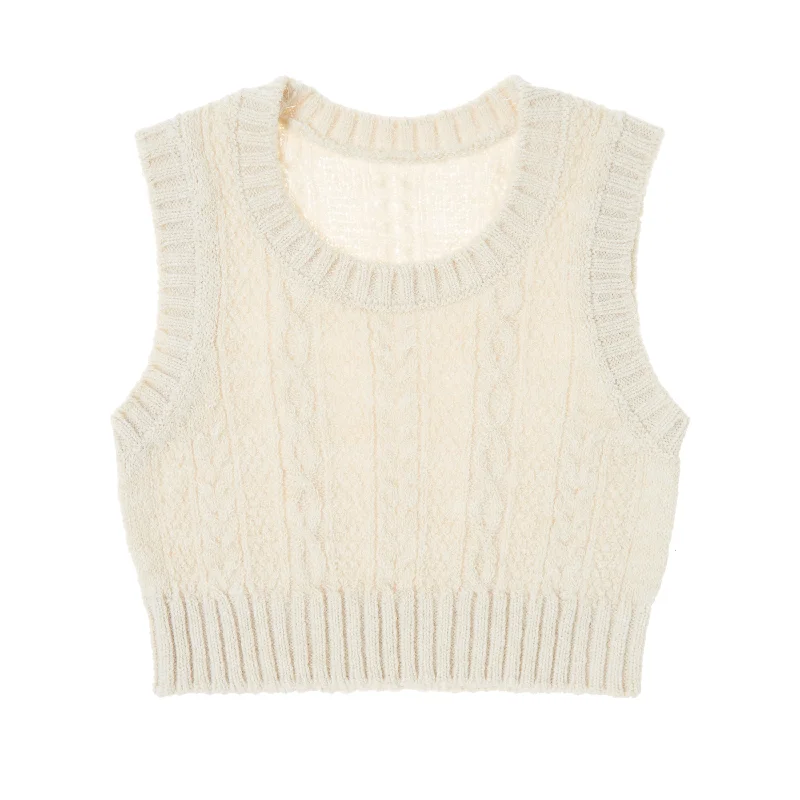 cardigan loose alpaca -Tocoto Vintage Off White Knitted Vest