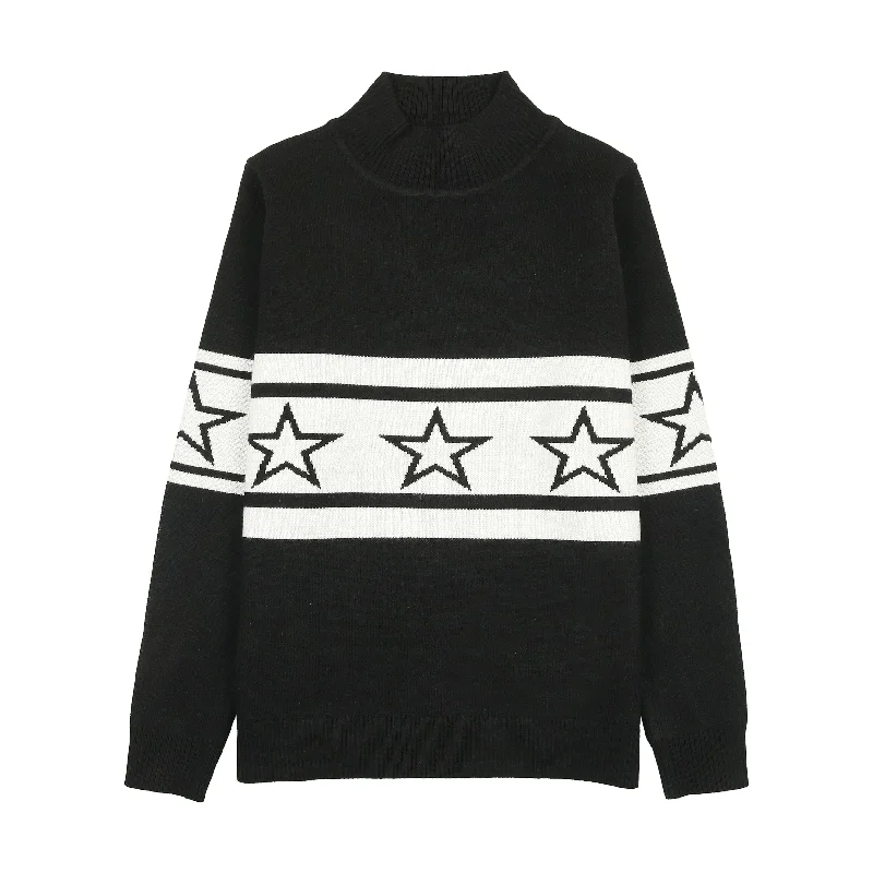 cardigan trendy white -Urban Edge Black Ski Knit