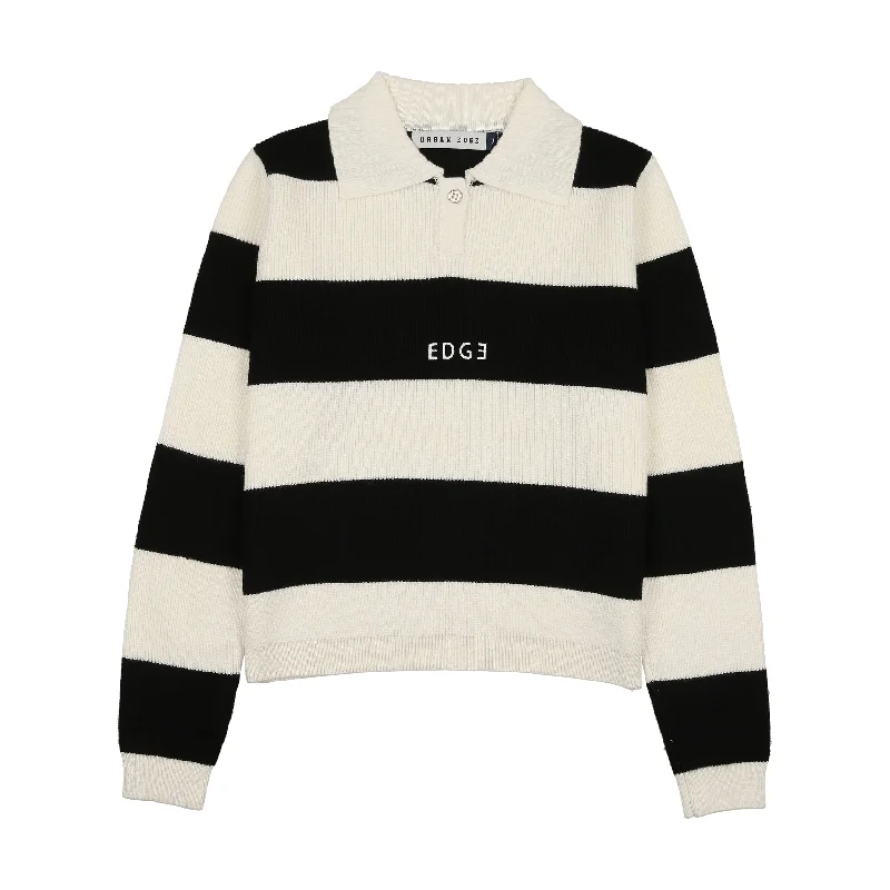 cardigan bold grey -Urban Edge Black & White Knit Polo