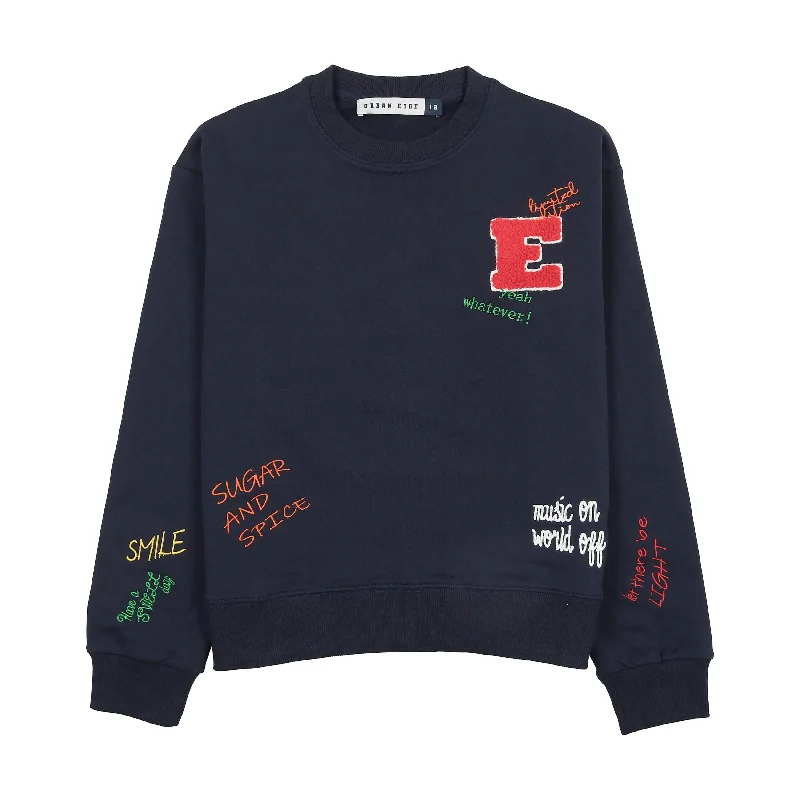 cardigan chic red -Urban Edge Navy Worded Sweatshirt