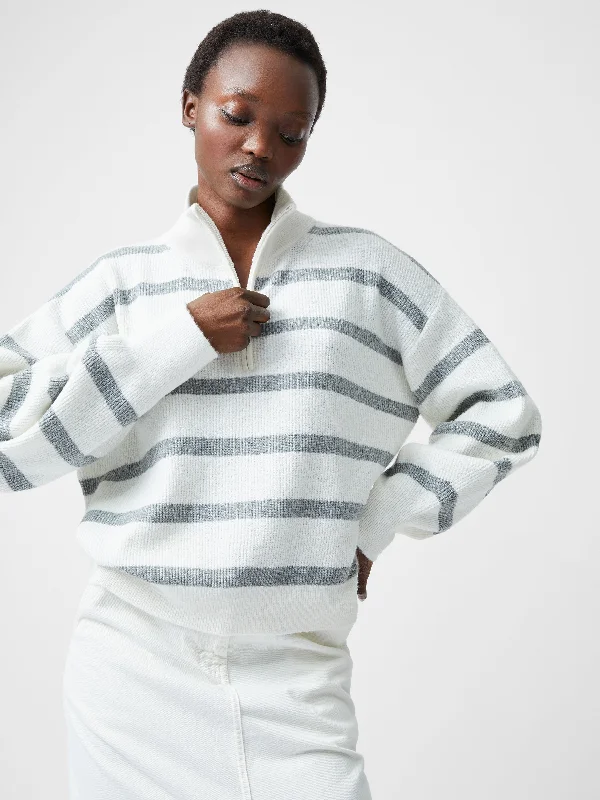 cardigan loose knit -Vhari Recycled Stripe Half Zip Jumper