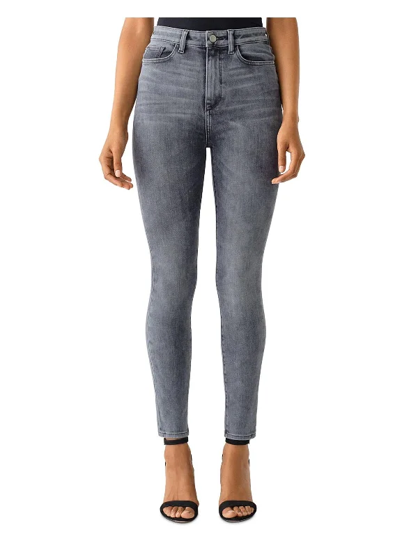 heather grey straight pants neutral -Farrow Skinny Womens High Rise Skinny Skinny Jeans