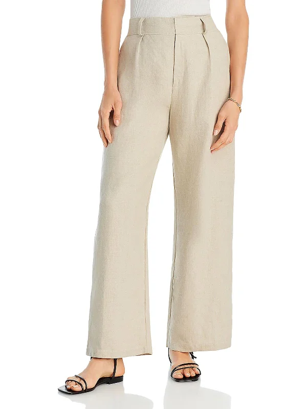 coral skinny jeans pants modern -Ida Womens Linen Pleated Ankle Pants