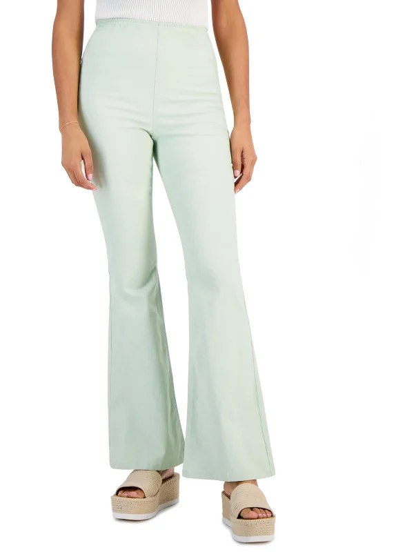 soft beige tailored pants sleek -Juniors Womens High Rise Flare Flared Pants