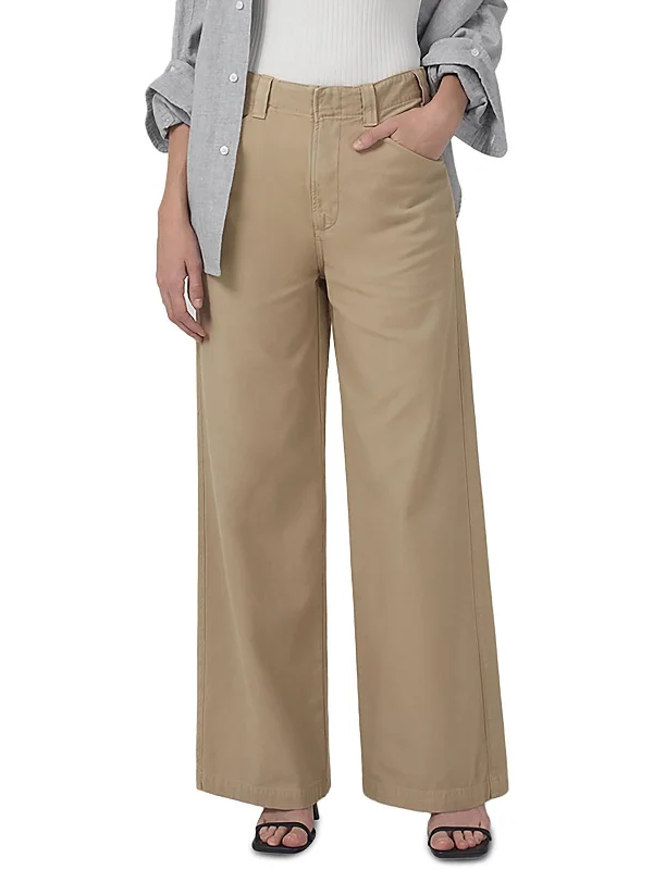 taupe yoga pants breathable -Paloma Womens High Rise Knit Wide Leg Pants