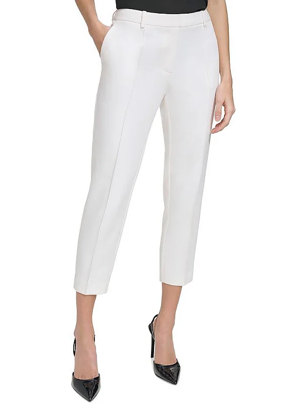 heather grey straight pants neutral -Petites Womens Cropped Low Rise Ankle Pants