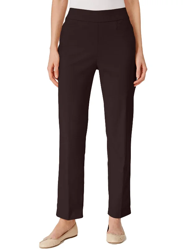 khaki tailored pants sleek -Petites Womens High Rise Stretch Ankle Pants