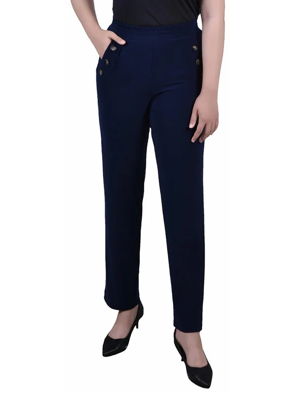 indigo tailored pants smart -Petites Womens High Waist Work Wear Trouser Pants