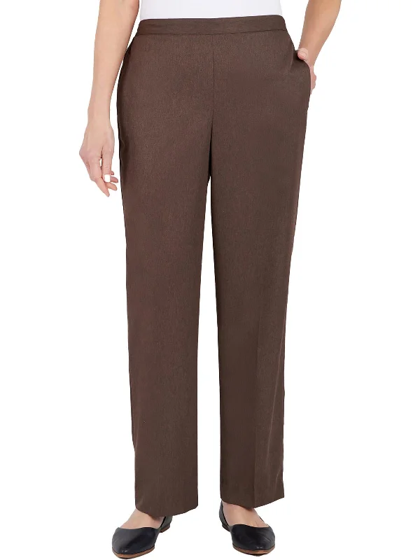 heather grey straight pants neutral -Plus Womens High Rise Heathered Straight Leg Pants