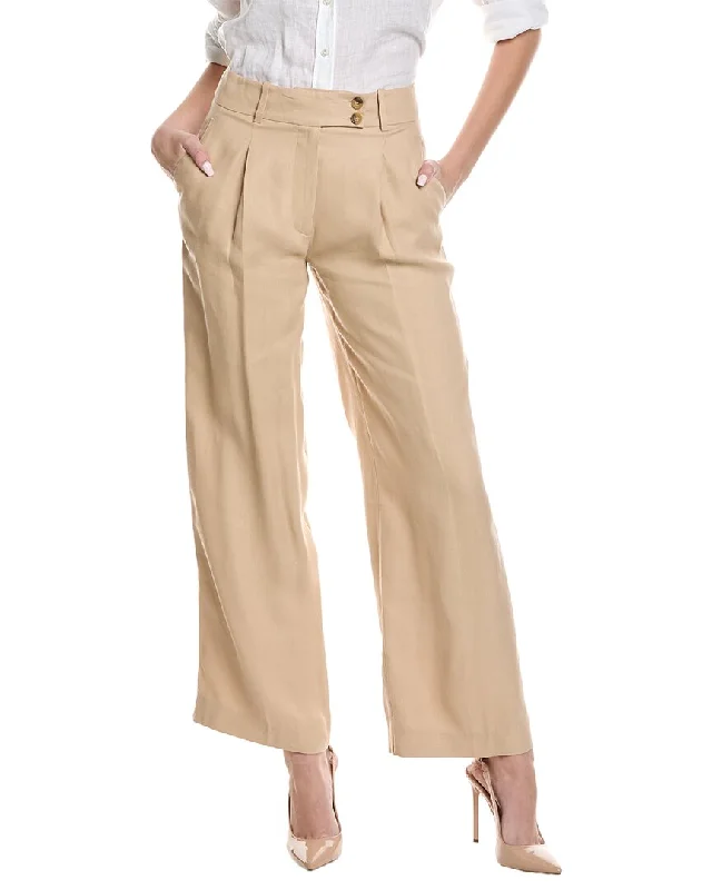 burnt orange straight pants modern -Reiss Hollie Wide Leg Linen-Blend Trouser