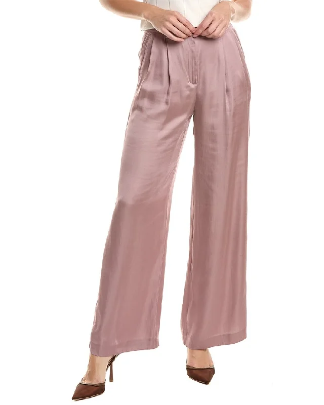 soft beige denim pants casual -Reiss Teyana Wide Leg Trouser