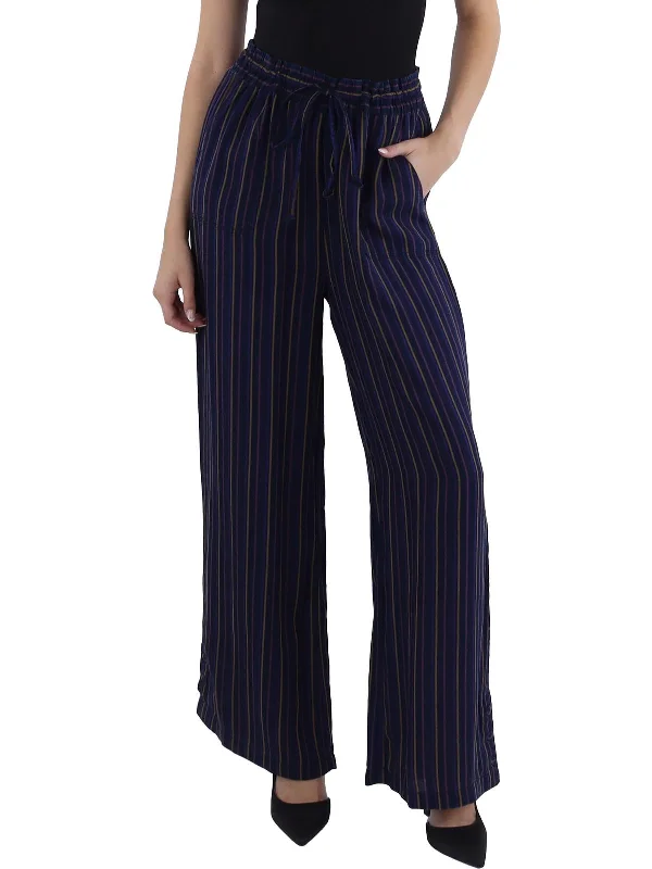 indigo denim pants for teens -Star Womens Drawstring High Rise Wide Leg Pants