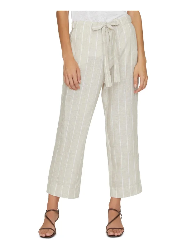 peach chino pants smart -The Shayne Womens Linen Hampton Stripe Palazzo Pants