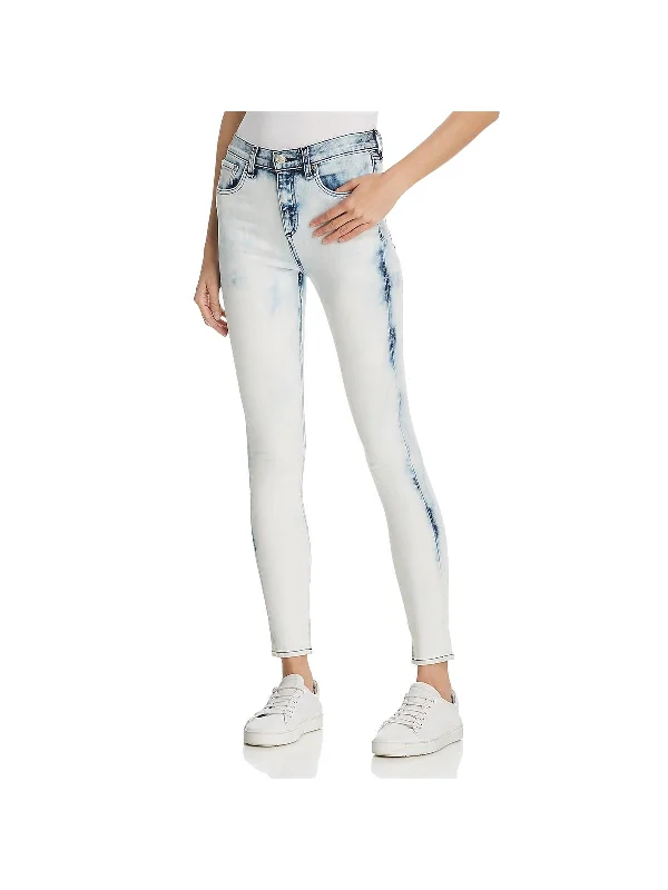 heather grey denim pants casual -Womens Denim Faded Skinny Jeans