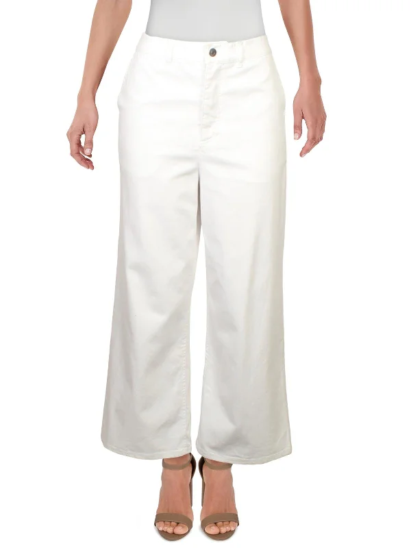 coral straight pants sleek -Womens Denim Stretch Wide Leg Jeans