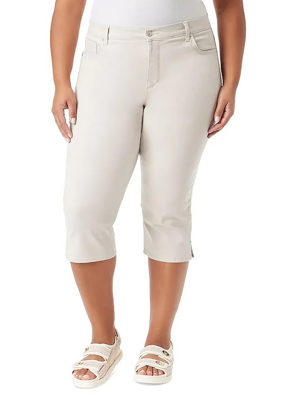 taupe straight pants neutral -Womens Denim Tummy Slimming Cropped Jeans