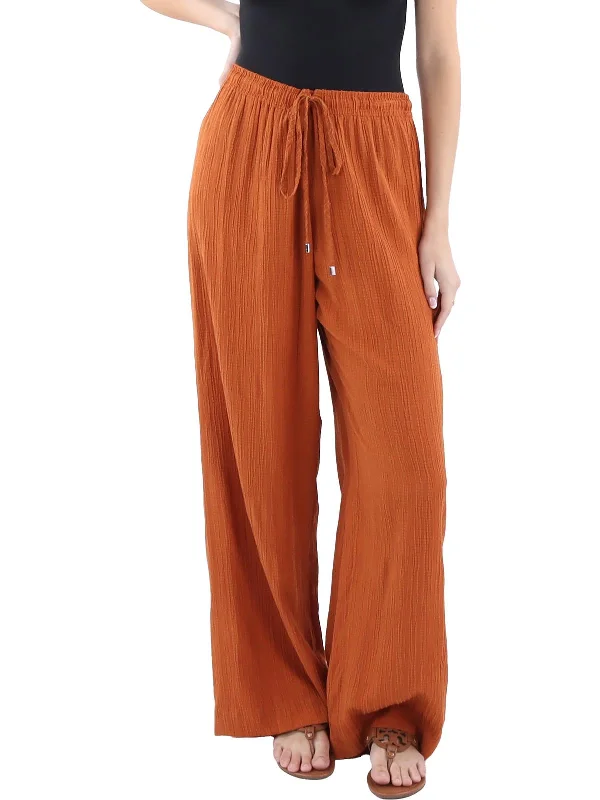 olive high waisted pants stylish -Womens High Rise Drawstring Wide Leg Pants