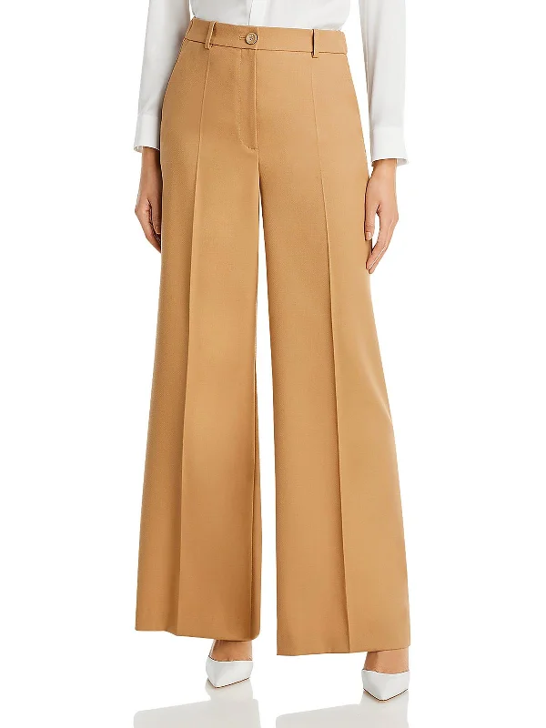 taupe skinny jeans pants stylish -Womens High Rise Solid Wide Leg Pants