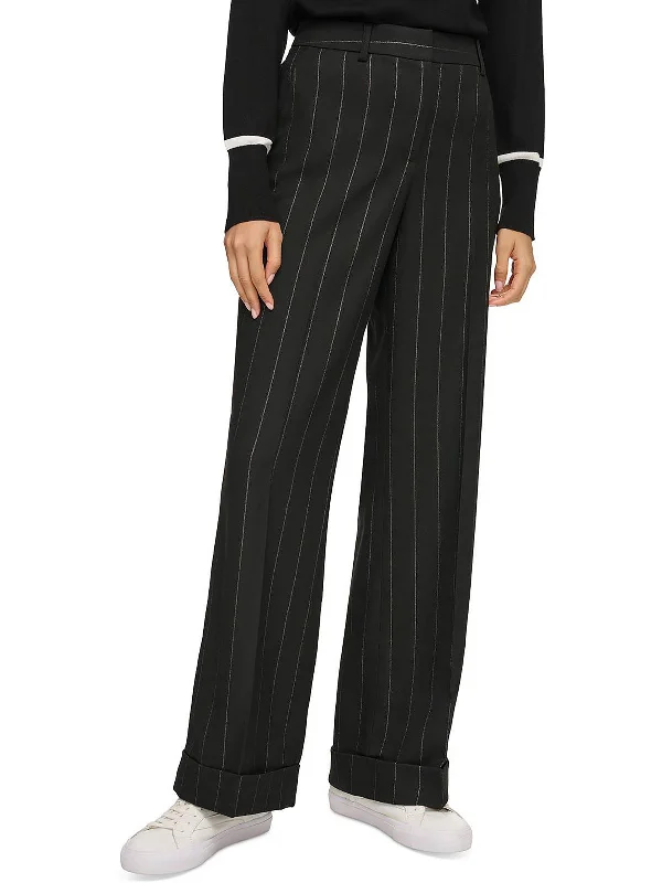 indigo tailored pants smart -Womens Metallic Pinstripe Dress Pants