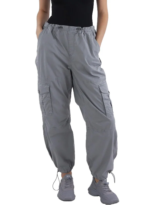 sage straight pants modern -Womens Mid Rise Drawstring Cargo Pants