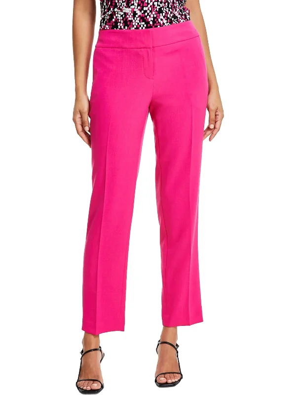 coral straight pants sleek -Womens Slim Business Straight Leg Pants