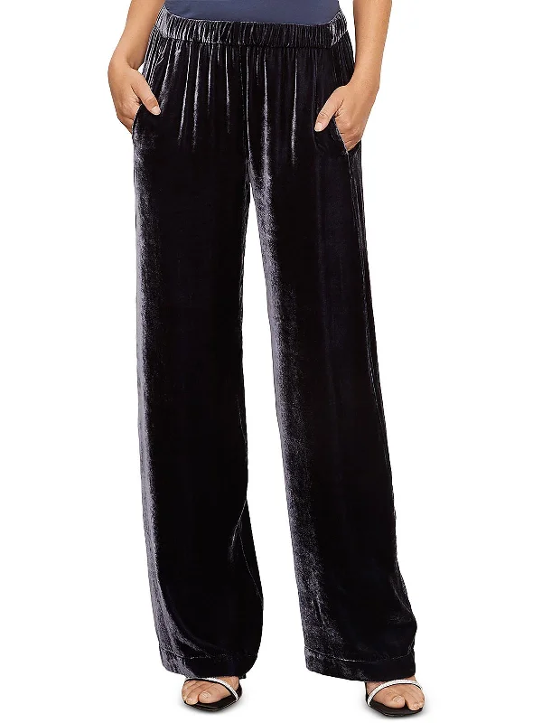 indigo cargo pants for outdoors -Womens Velvet Wide Leg Dress Pants